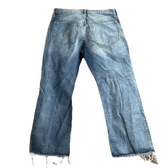 Gap Denim Ankle Flare Jeans Women's 12/31r Distressed Raw Hem Medium Wash - Picture 2 of 4